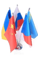 Флагшток настольный стальной хромированный, 5 штоков