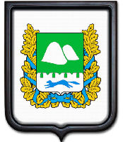 Герб Курганской области 35х43 см, печатный, темная рамка