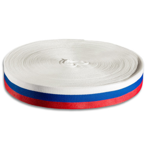 Лента "Триколор" 25мм ТКАНАЯ в рулоне 100м
